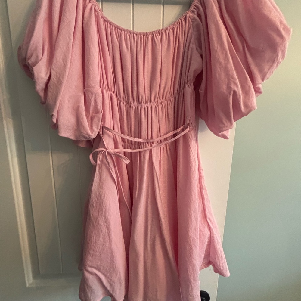 Altar’d State Pink Puff Sleeve Mini Dress